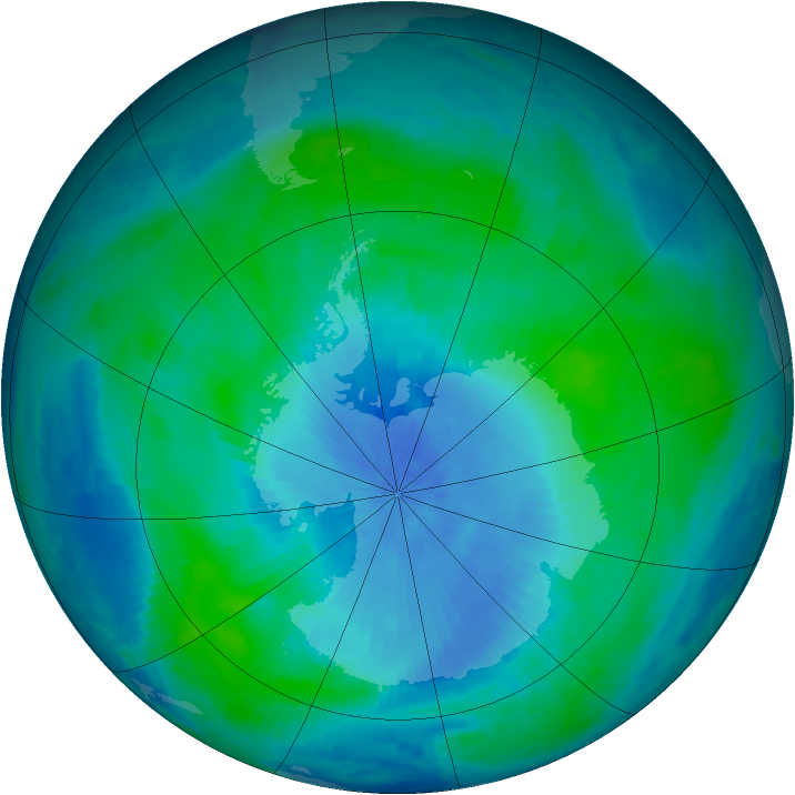 Antarctic ozone map for 17 February 2001